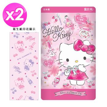 日本春天Kitty卡通印花捲筒衛生紙(12捲/袋) x2袋-猫
