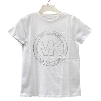 MICHAEL KORS 大圓標燙銀MK LOGO短袖圓領上衣(白色)
