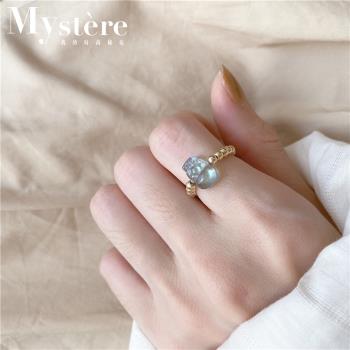 【my stere 我的時尚秘境】天然月光石貔貅造型招財戒指