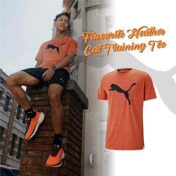 Puma 短袖 Favourite Heather Cat Training 男款 黑 橘 短T 運動 排汗 52235294