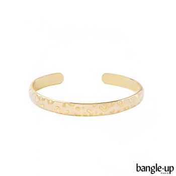 法國 Bangle up 印花斑點琺瑯鍍金開口手環(質感白)