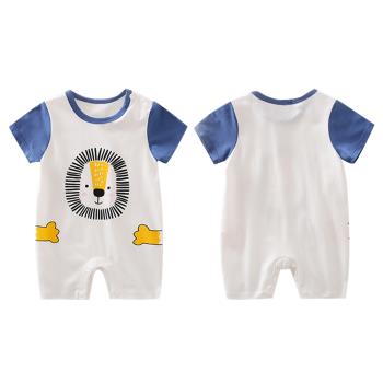 Colorland-棉質短袖包屁衣 寶寶連身衣 獅子款嬰兒服
