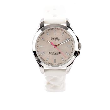 COACH Libby 標誌馬車圖案橡膠錶帶女錶(白色) C9578 WHT