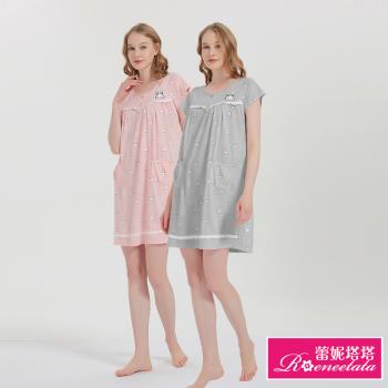 【蕾妮塔塔】邦尼兔兔 針織棉短袖連身睡衣(R25003兩色可選)