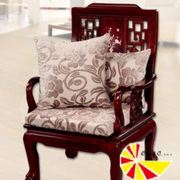 【凱蕾絲帝】台灣製造-實木椅必購緹花植絨布記憶支撐坐墊(54*56CM)濃情牡丹-1入