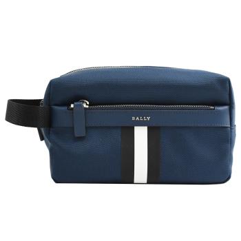 BALLY 6304461 TRIPP 品牌條紋印花萬用包手拿包.藍