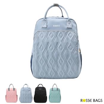 【Rosse Bags】新款大容量立體菱格手提後背媽媽包(現+預 黑色 / 粉色 / 藍色 / 綠色)