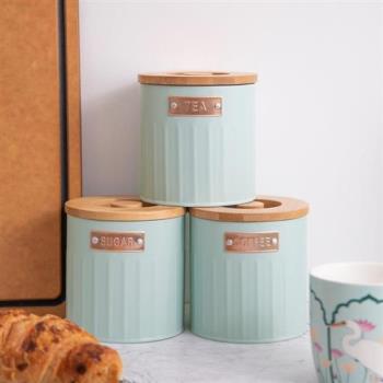 《KitchenCraft》茶葉咖啡糖密封罐3入(粉藍1L)