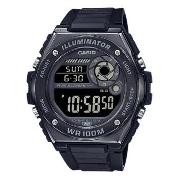 【CASIO 卡西歐】指針男錶 經典黑 膠質錶帶 防水100米 MWD-100HB(MWD-100HB-1B)