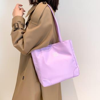 Acorn*橡果-日系簡約側肩包手提包托特包購物包防潑水6905(紫色)