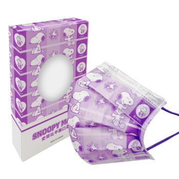 【網狐家居】史努比成人口罩10入-紫色格子(3入組) 醫療口罩 台灣製造 
