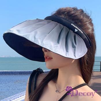 【Decoy】個性拉鍊 漸層彈性空頂防曬遮陽帽