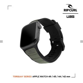UAG X RIP CURL Apple Watch 42/44/45/49mm 雙色矽膠運動錶帶-鈦灰黑