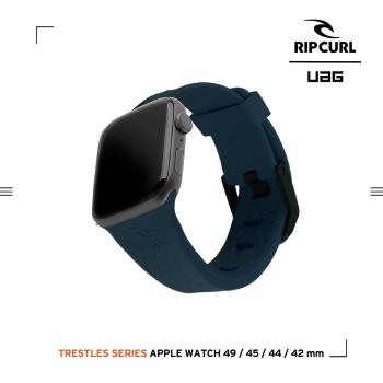 UAG X RIP CURL Apple Watch 42/44/45/49mm 舒適矽膠運動錶帶-海軍藍