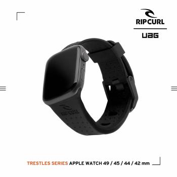 UAG X RIP CURL Apple Watch 42/44/45/49mm 舒適矽膠運動錶帶-極限黑