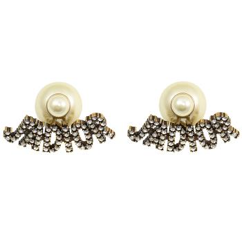 Christian Dior TRIBALES JADIOR 古銅金水鑽珠飾耳環