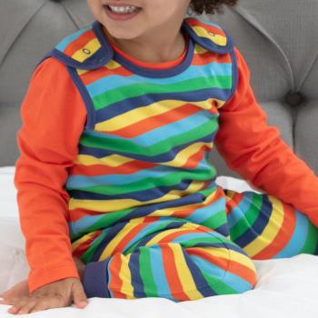 【Piccalilly皮卡儷儷】英國有機棉嬰幼兒連身褲(彩虹條紋)