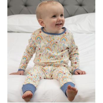 【Piccalilly皮卡儷儷】英國有機棉嬰幼兒睡衣居家服(太陽雨)