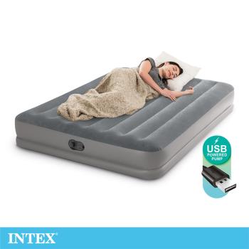 【INTEX】雙層雙人加大充氣床-寬152cm(USB電源)(內建電動幫浦)(64114)