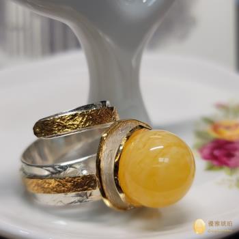 優雅琥珀 來自波羅地海 蜜蠟圓珠 設計款戒指