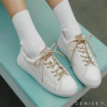 ANNSTAR DENISE聯名-閃電造型真皮小白鞋-奶茶白