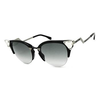【FENDI】義大利時尚 FF0041/S GIKVK 貓眼造型款 太陽眼鏡 眉框墨鏡 黑框/漸層灰色鏡片 52mm