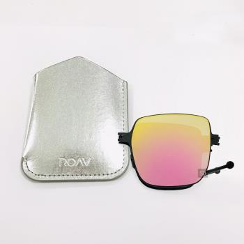 【ROAV】薄鋼 折疊墨鏡 NY005 C13.66 細邊框 方形太陽眼鏡 粉水銀鏡片/黑框 美國 OVERSIZE 59mm