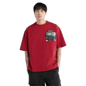 Timberland 男款紅色口袋印花寬鬆圓領短袖T恤A6B5P620