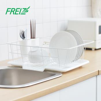 日本和平FREIZ Blance 寬型碗盤餐具瀝水籃(附筷筒)