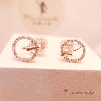 【焦糖小姐 Ms caramelo】玫瑰金夾式 鋯石耳環