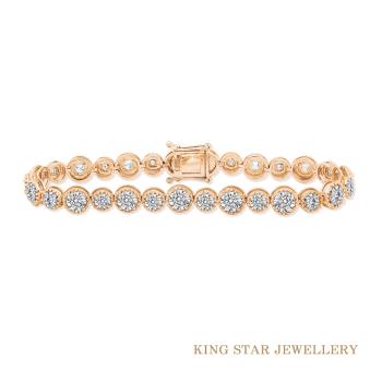 King Star 18K玫瑰金滿鑽1.5克拉鑽石手鍊