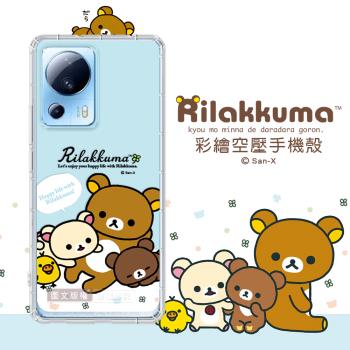 SAN-X授權 拉拉熊 小米 Xiaomi 13 Lite 彩繪空壓手機殼(淺藍撒嬌)