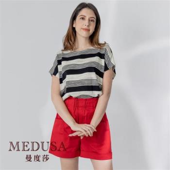 現貨【MEDUSA 曼度莎】粗細橫紋休閒上衣（M-XL）｜女上衣 女短袖上衣 T恤 休閒T恤