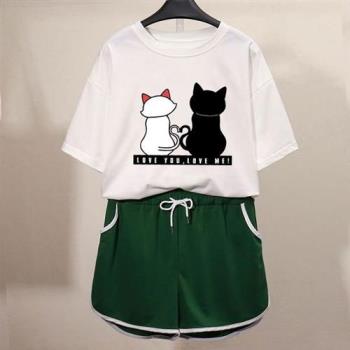 【韓國K.W.】Sale(現貨)好感貓咪滑棉休閒套裝