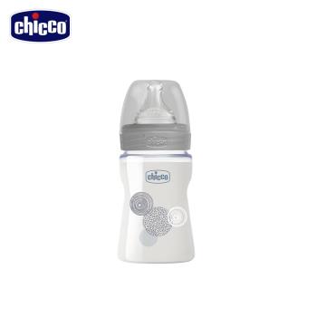 chicco-舒適哺乳-防脹氣玻璃奶瓶150ml(小單孔)-自然率性