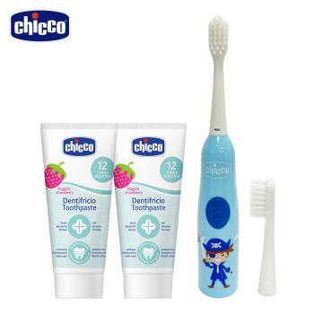 chicco-兒童電池式電動牙刷+兒童木醣醇含氟牙膏50ml*2