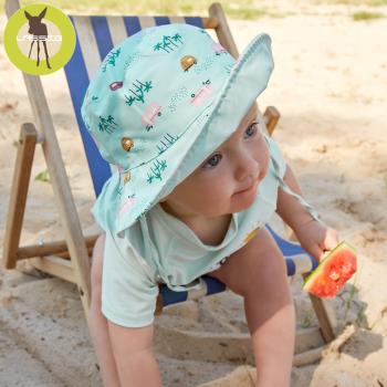 德國LASSIG-嬰幼兒抗UV海灘遮陽帽-薄荷小車
