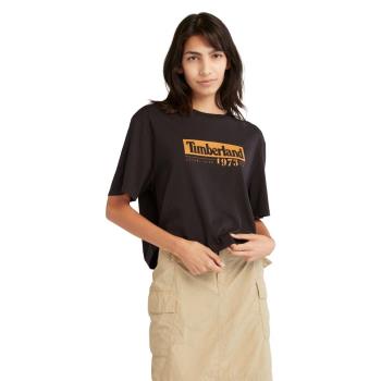 任-Timberland 女款黑色LOGO印花寬鬆短版短袖T恤A6AUZ001