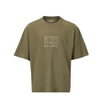 任-Timberland 男款灰綠色印花厚磅寬鬆短袖T恤A6QVB590