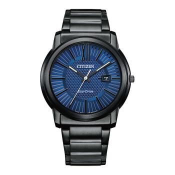【CITIZEN】星辰 Eco-Drive AW1217-83L 羅馬字 日期顯示 光動能 鋼錶帶男錶 藍/黑 42mm
