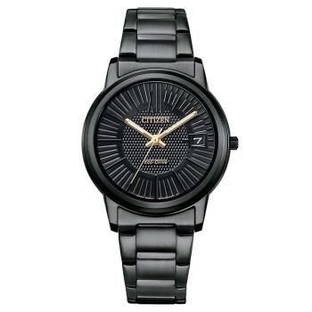 【CITIZEN】星辰 Eco-Drive FE6017-85E 羅馬字 日期顯示 光動能 鋼錶帶女錶 黑/金針 33.3mm