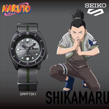 SEIKO精工 5 Sports X 火影忍者NARUTO聯名限量機械錶-鹿丸4R36-09G0H(SRPF75K1)