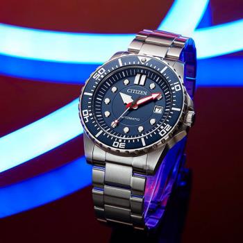 【CITIZEN】星辰 運動風 日期顯示 鋼錶帶機械錶 NJ0121-89L 藍/銀 43mm