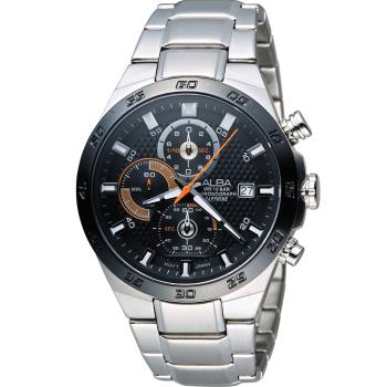 ALBA 雅柏 ACTIVE系列 活力運動型男三眼計時腕錶(VD57-X080D/AM3337X1)黑44mm