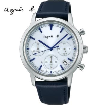 agnes b. 法式簡約太陽能計時腕錶(VR42-KRH0B)BZ5008X1