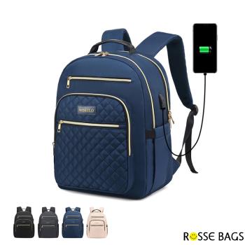 【Rosse Bags】細緻布面休閒大容量旅行包(現+預 黑色／灰色／藍色)