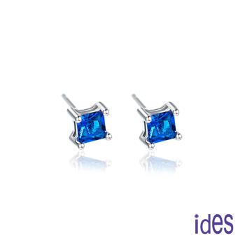ides愛蒂思 日系彩寶系列設計款晶鑽耳環/文青藍