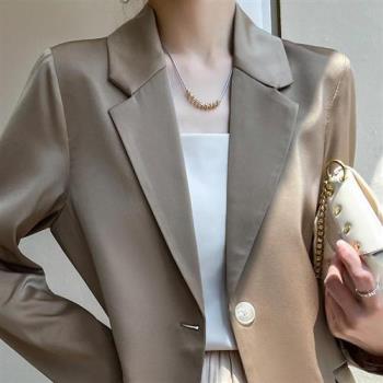 【巴黎精品】西裝外套休閒西服-緞面寬鬆休閒小西裝女外套6色a1be46