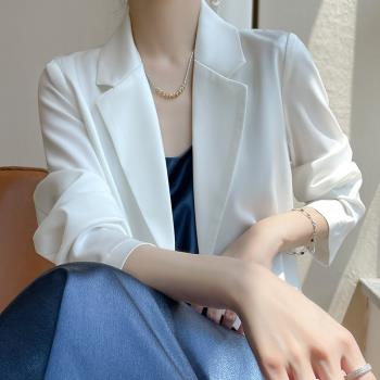 【巴黎精品】西裝外套休閒西服-緞面絲質寬鬆簡約女外套6色a1be55