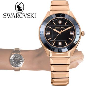 SWAROVSKI 施華洛世奇 Dxtera系列 摩登時尚腕錶-5641294/玫瑰金色37mm